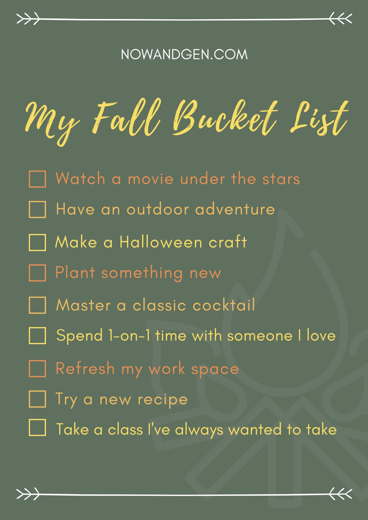 My Fall Bucket List Now Gen