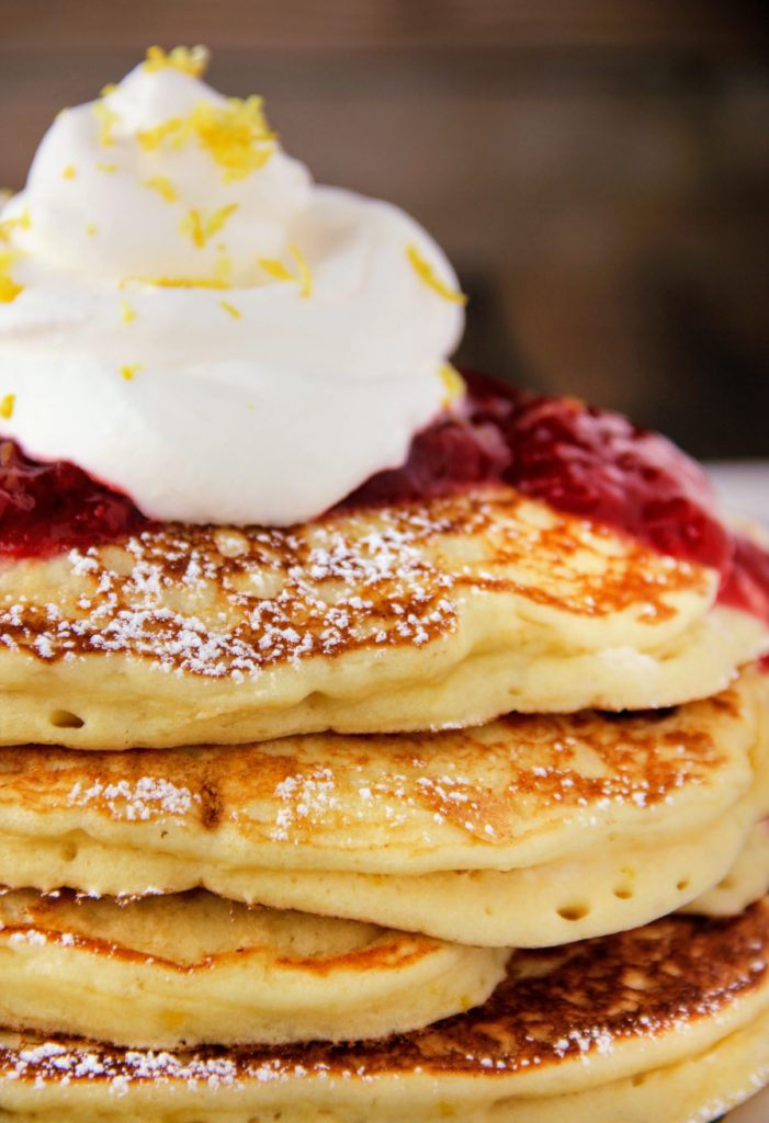 lemon ricotta pancakes with strawberry sauce by lindsay johnson of lady in the wild west for gen padalecki of now & gen wife of jared padalecki