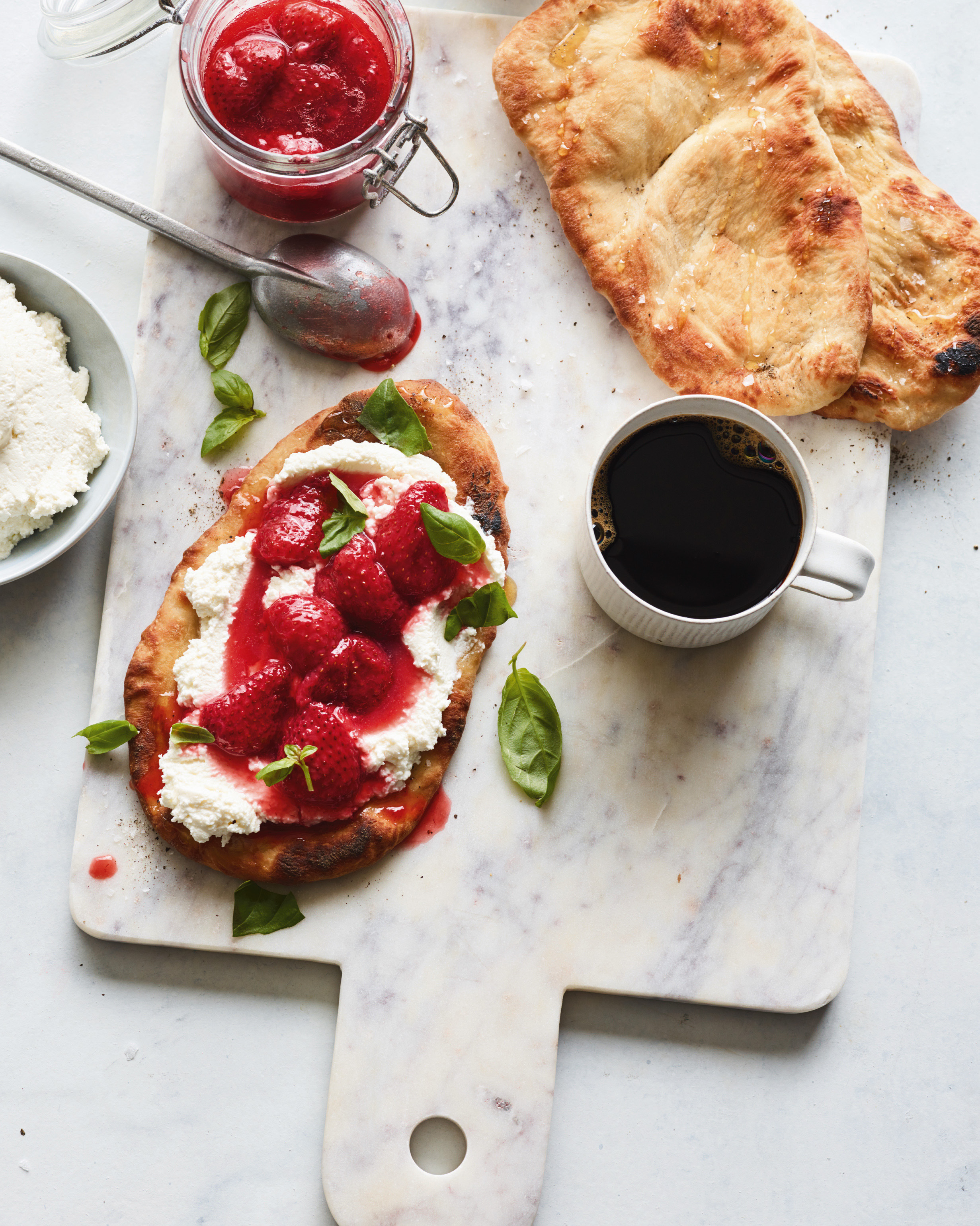 Sunday Brunch Series Breakfast Flatbread With Ricotta And Strawberry Basil Jam Now Gen