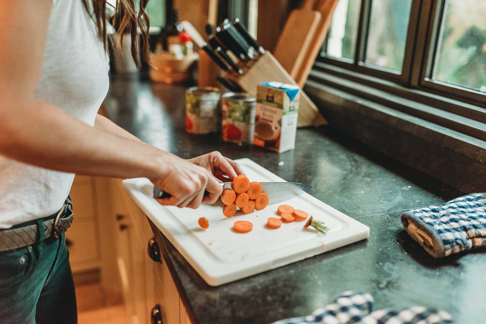 Soup recipes and Gen cutting carrots