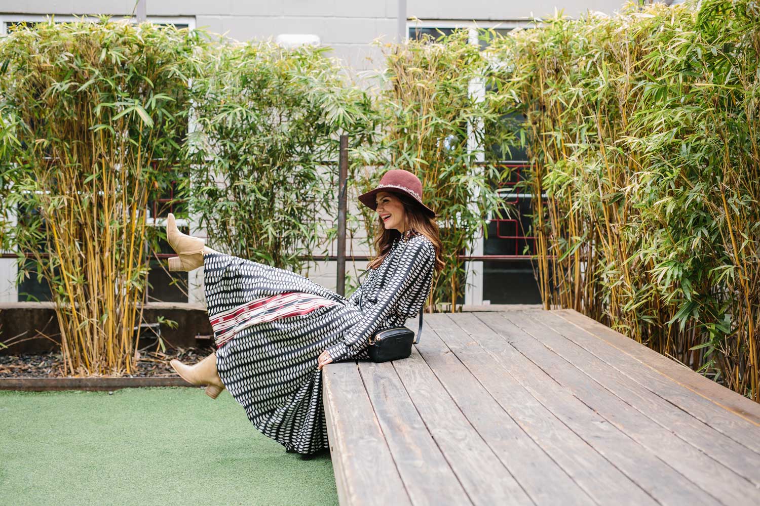 Genevieve enjoying summer time in a boho maxi dress