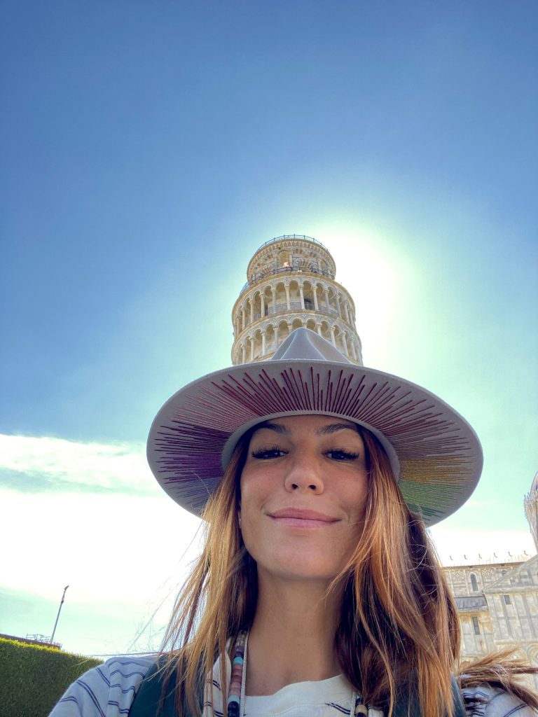 Gen in front of Leaning Tower of Pisa, Italy